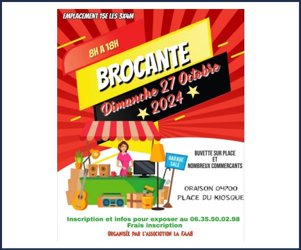Oraison. Brocante de l'Asso Faab