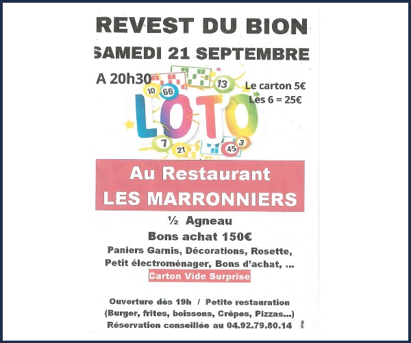 Revest du Bion. Loto