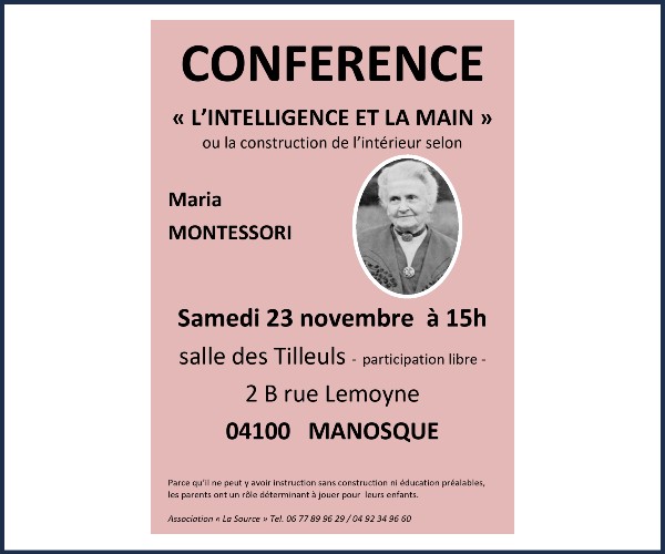 Manosque. Conférence L'intelligence et la main