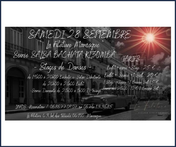 Manosque. Soirée Salsa Bachata Kizomba
