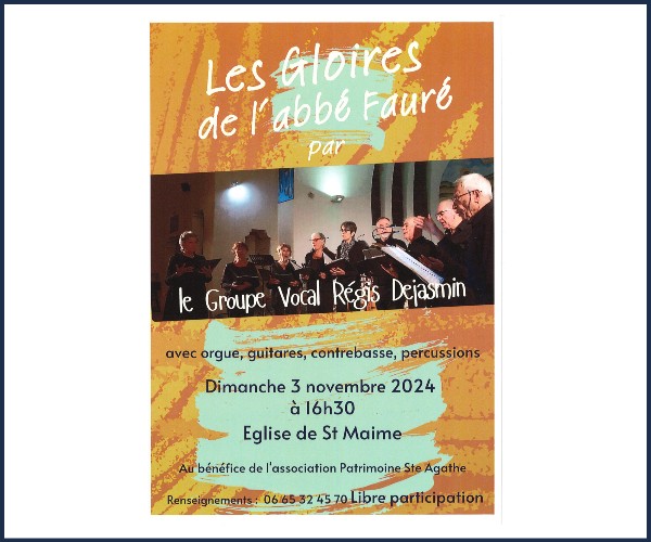 Saint Maime. Concert Lecture, Les Gloires de l'Abbé Fauré