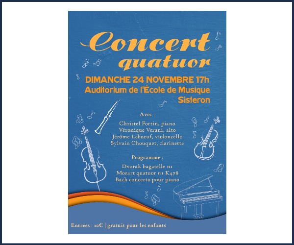 Sisteron. Concert de musique classique en Quatuor