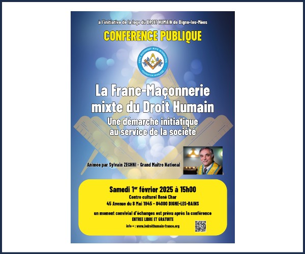 Digne les Bains. Conférence la franc maçonnerie mixte du Droit Humain