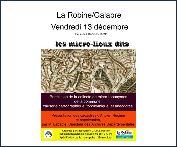 La Robine sur Galabre. Les micro lieux dits de La Robine