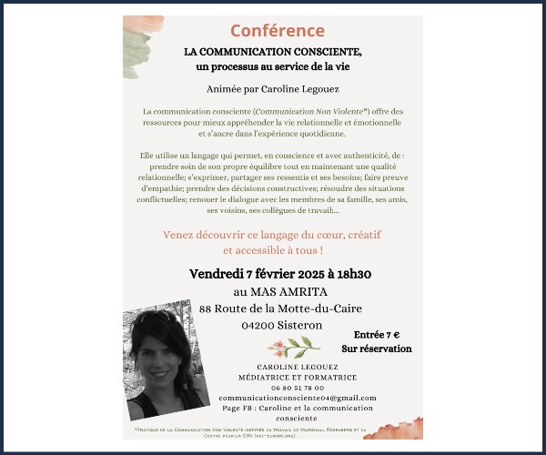 Sisteron. Conférence, La communication consciente, un processus au service de la vie
