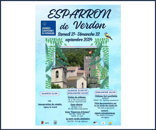 Esparron de Verdon. Journées Européennes du Patrimoine 2024