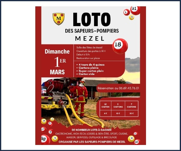 Loto des Sapeurs Pompiers à Mézel
