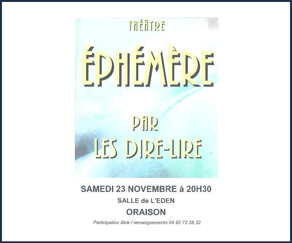 Oraison. Théâtre éphémère par Les Dire Lire