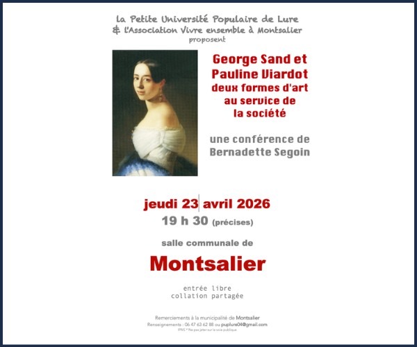 Conférence. George Sand et Pauline Viardot à Montsalier