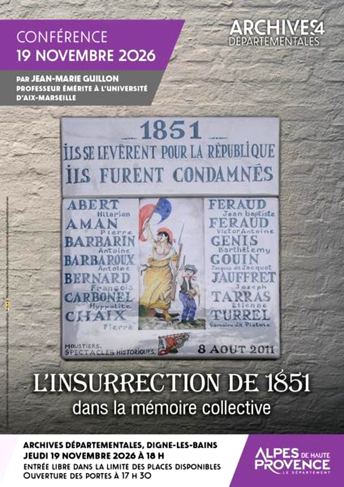 Conférence, L'insurrection de 1851 à Digne les Bains