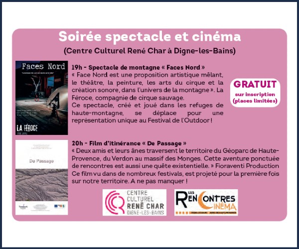 Digne les Bains. Festival de l'Outdoor 2024 Soirée spectacle et cinéma