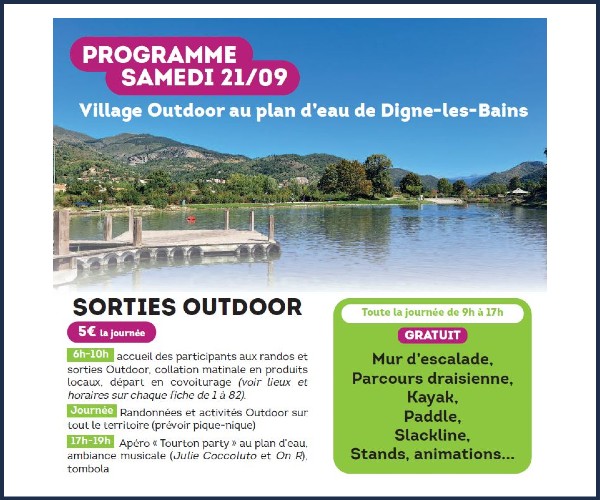 Digne les Bains. Festival de l'Outdoor 2024 Village Outdoor au Plan d'eau