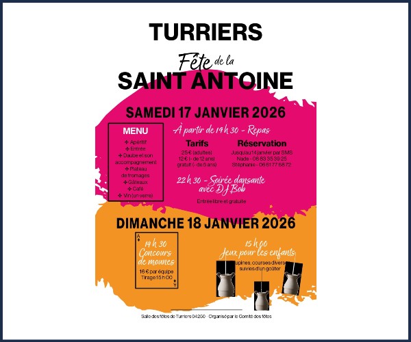 Turriers. Fête de la Saint Antoine 2026