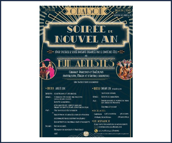 Oraison. Réveillon Cabaret parisien et Brésilien