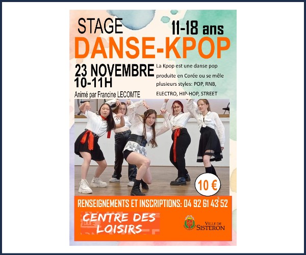 Sisteron. Atelier danse Kpop 11 à 18 ans
