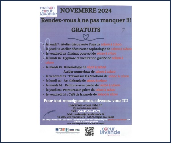 Digne les Bains. Rendez vous Coeur Lavande de novembre