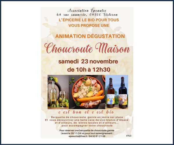 Sisteron. Animation dégustation choucroute maison
