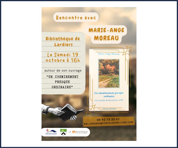 Rencontre autrice à Lardiers, Marie Ange Moreau