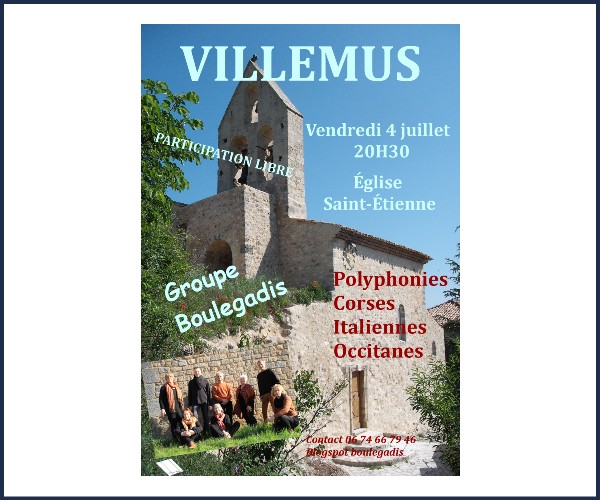 Villemus. Concert de Polyphonies Corse Italienne Occitanes