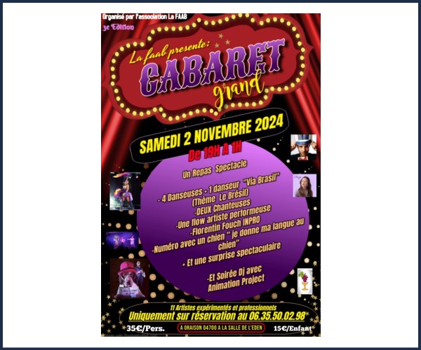 Oraison. Cabaret Grand