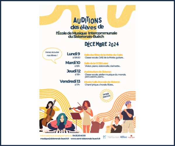 La Motte du Caire. Auditions des élèves de l'Ecole de Musique du Sisteronais Buëch