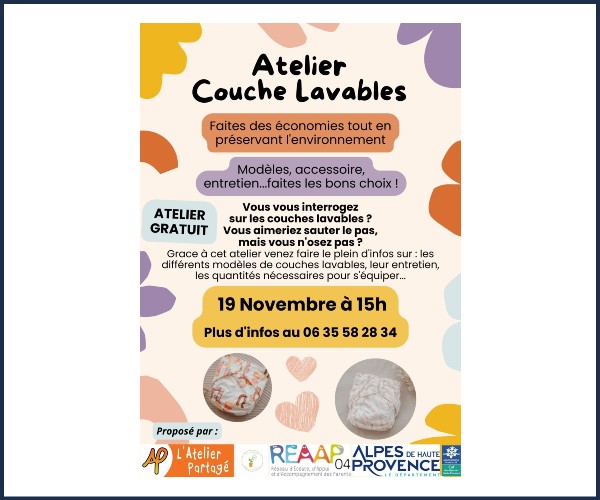 Digne les Bains. Atelier couches Lavables