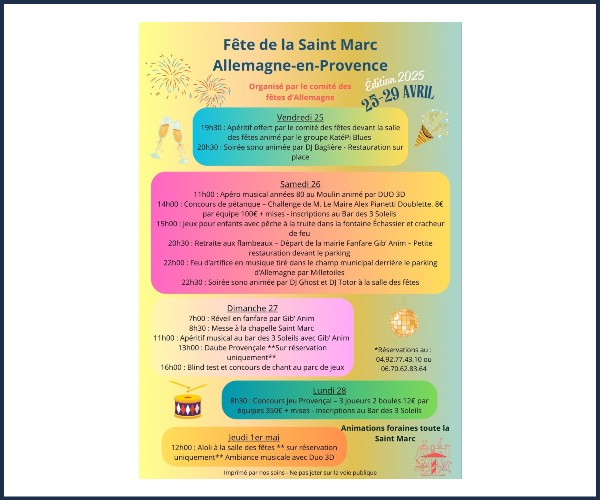 Allemagne en Provence. Fête de la Saint Marc