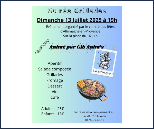 Allemagne en Provence. Soirée Grillades