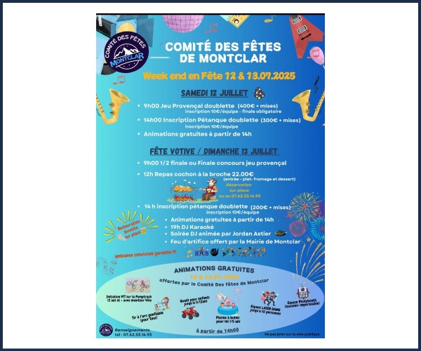 Montclar. Week end en Fêtes Juillet 2025