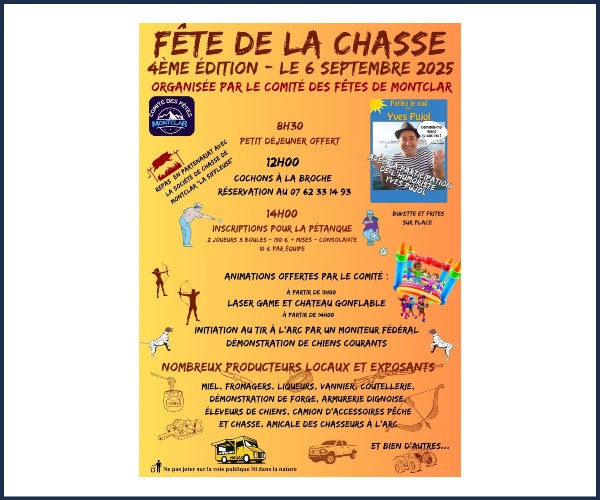 Montclar. 4éme édition, Fête de la Chasse