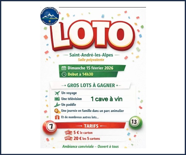 Saint André les Alpes. Loto du Comité des Fêtes