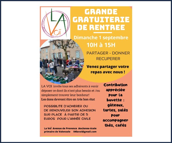 Valensole. Grande gratuiterie de rentrée de La Voï