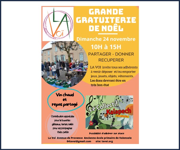 Valensole. Grande gratuiterie de Noël 2024