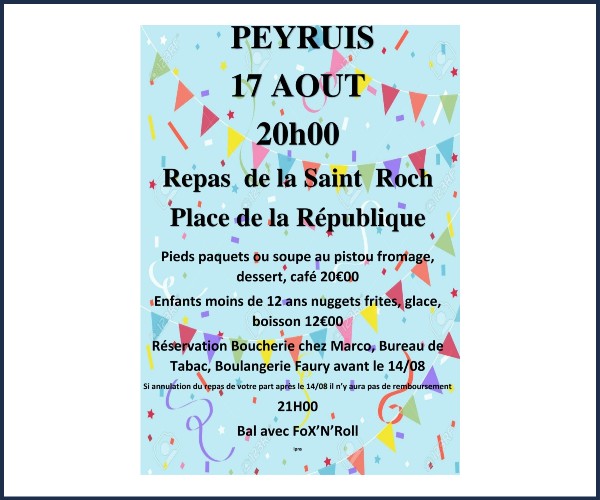 Peyruis. Repas de la Saint Roch