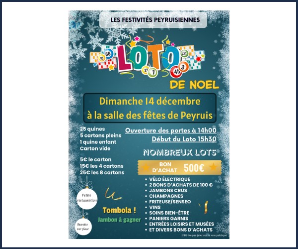 Peyruis. Loto Les Festivités Peyruisiennes