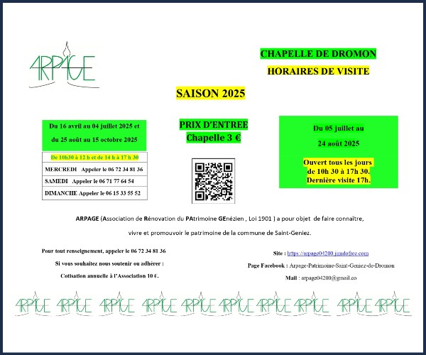 Saint Geniez. Visite de la Chapelle de Dromon