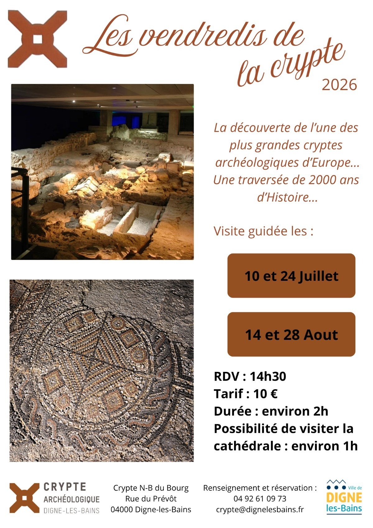 Les vendredis de la Crypte, Été 2026 à Digne les Bains