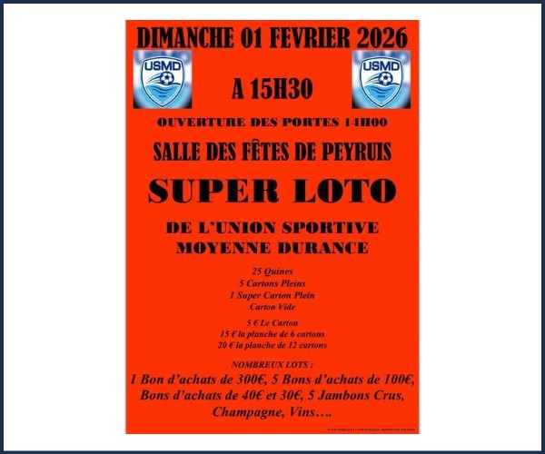 Peyruis. Super loto de l’USMD