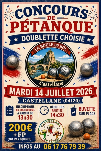 Concours de pétanque doublette choisie à Castellane
