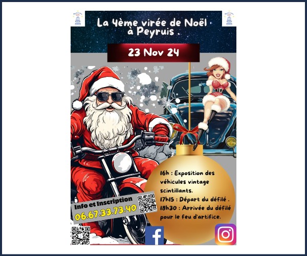 Peyruis. 4ème virée de Noël de véhicules anciens Illuminés
