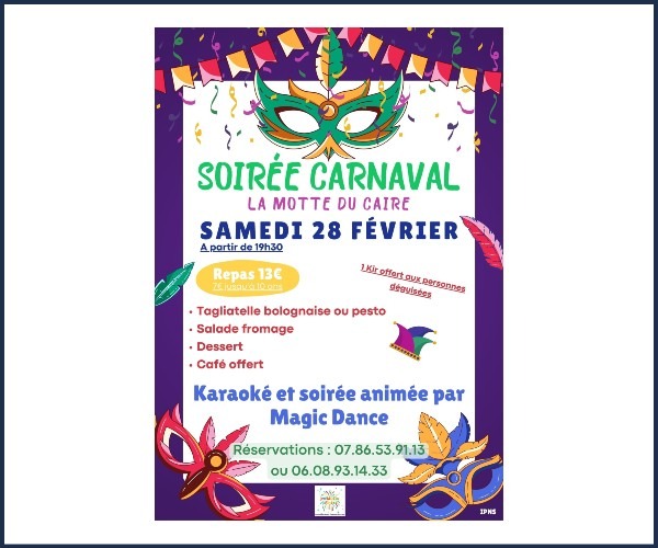 La Motte du Caire. Soirée Carnaval 2026