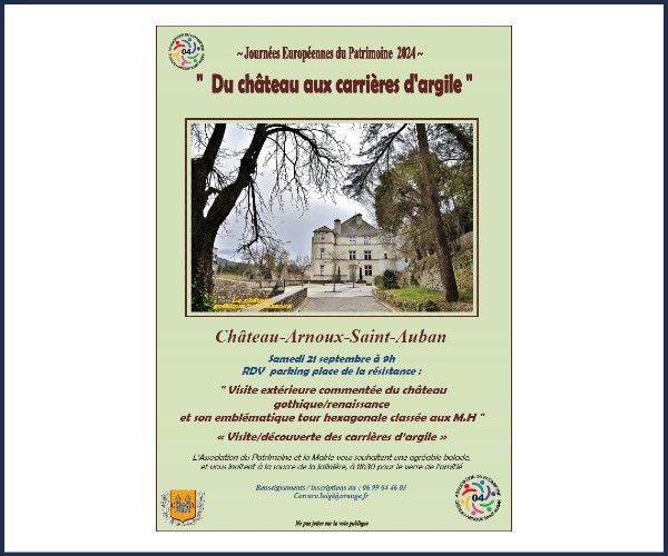 Château Arnoux Saint Auban. Journées Européennes du Patrimoine 2024 Visite des Carrières d’Argile