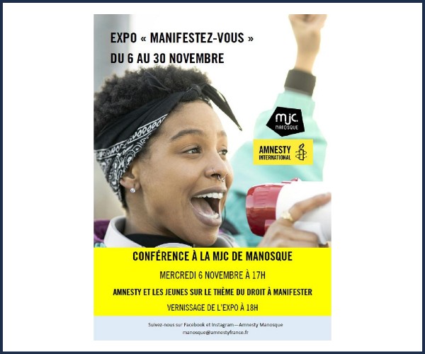 Manosque. Conférence, Manifestez vous