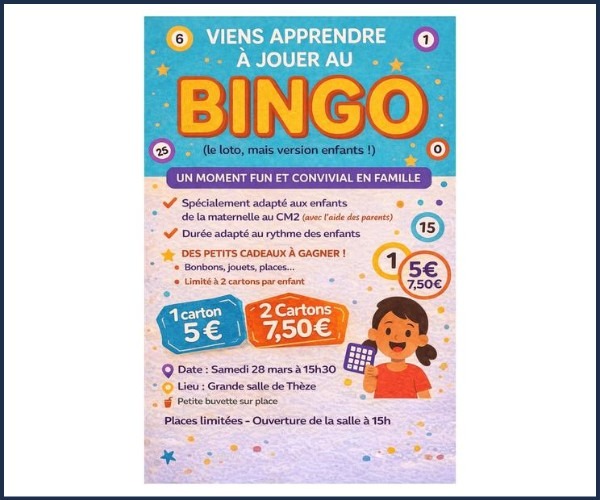 Bingo des enfants à Thèze