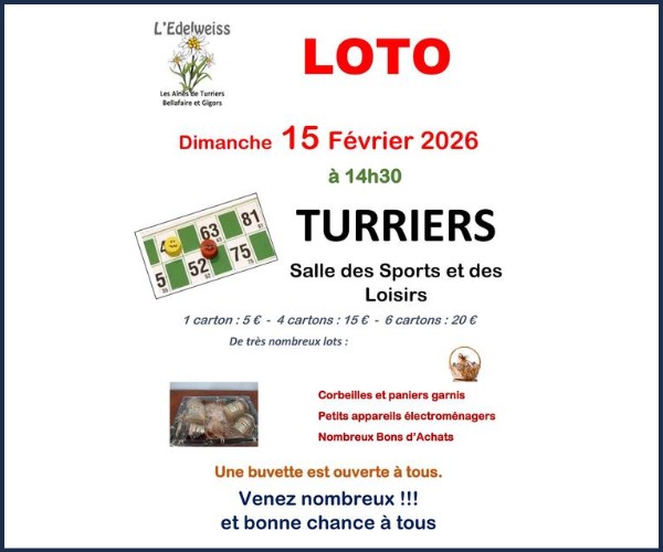 Turriers. Loto du Club de l'Edelweiss